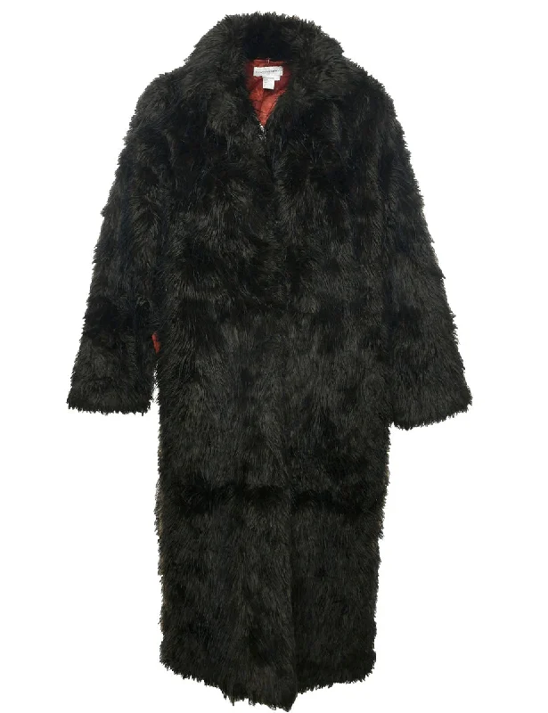 Online Exclusive Dark Brown Faux Fur Coat - L