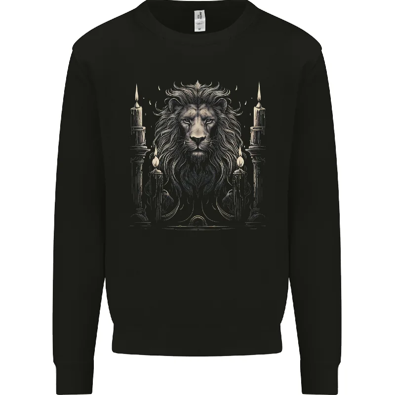 modern sports hoodieA Lion With Candles Mens Sweatshirt Jumper