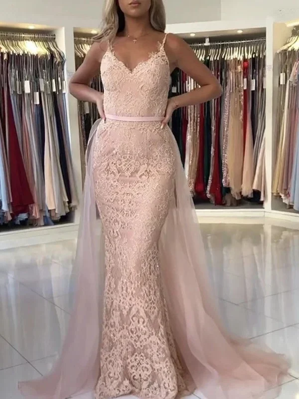 shift dressshift dressMermaid V Neck Pink Lace Long Prom Dresses, Mermaid Pink Formal Dresses, Pink Lace Evening Dresses SP2202