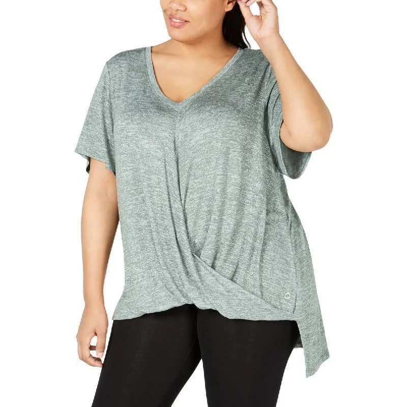 Clearance Sale Calvin Klein Performance Womens Plus Draped V-Neck T-Shirt
