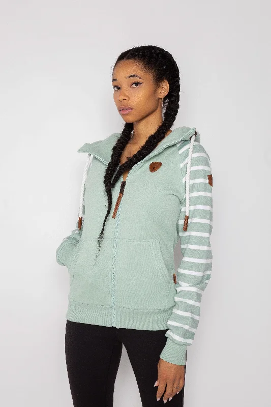 Today's Special Hera Printed Stripe Sleeve Green Bay Full-Zip Hoodie