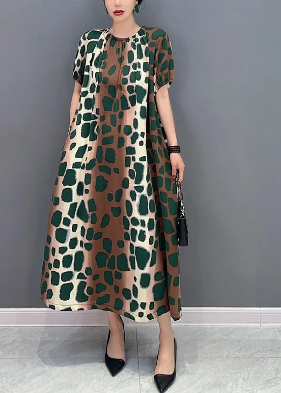 Clearance Sale DIY Cinched Oversized Leopard Print Cotton A Line Dress Summer