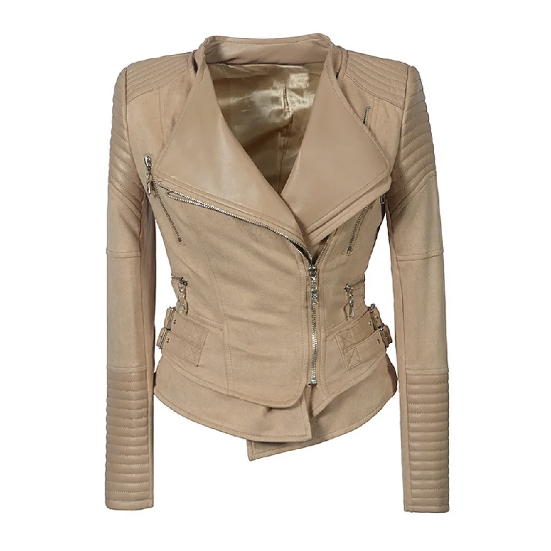 Take Advantage Vintage Zip Up Long Sleeve Belted Cinch Waist Vegan Leather Biker Jacket Take Advantage Vintage Zip Up Long Sleeve Belted Cinch Waist Vegan Leather Biker Jacket