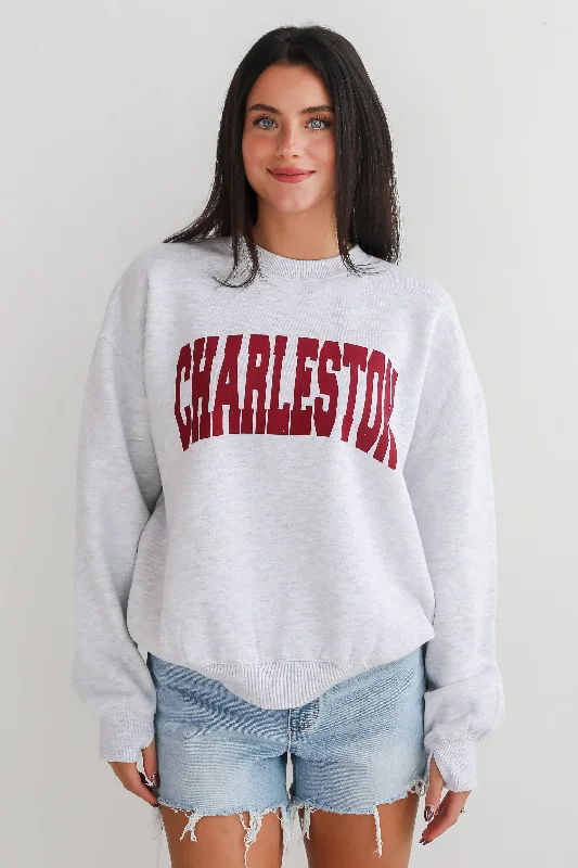 bold workout sweatshirtLight Heather Grey/Maroon Charleston Sweatshirt