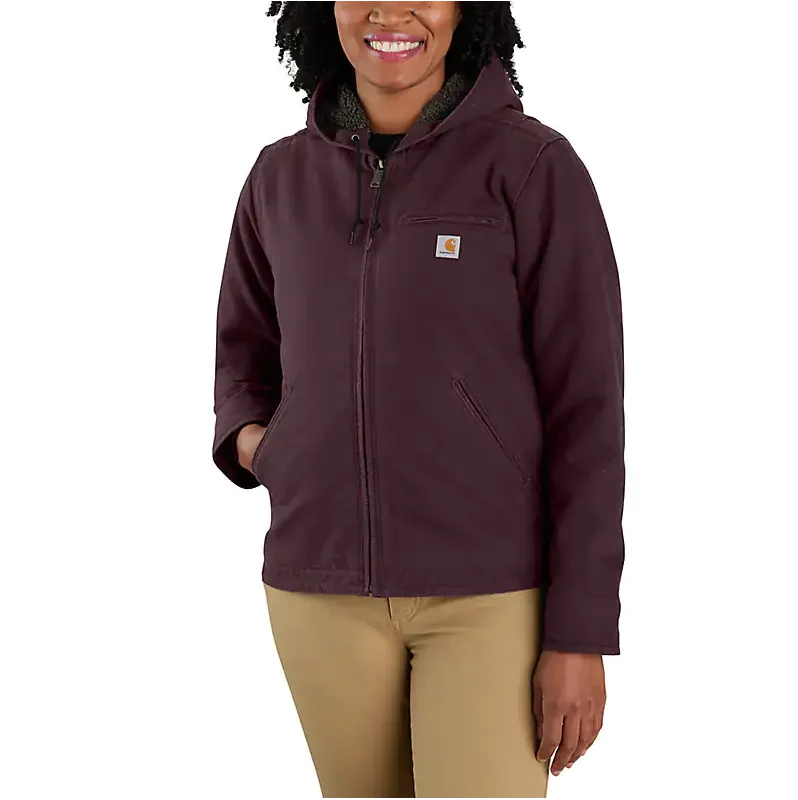 Lowest Price Women's Loose Fit Washed Duck Sherpa Lined Jacket