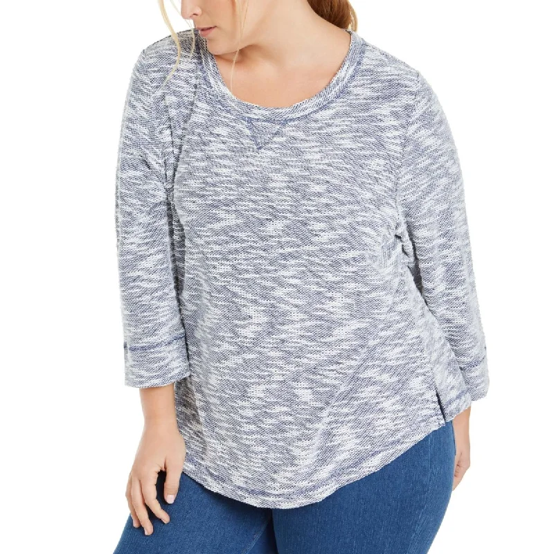 Don't Wait Karen Scott Sport Womens Plus Textured Fitness Sweatshirt