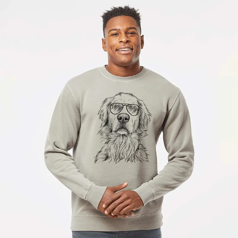 stylish training hoodieAviator Jake aroni the Golden Retriever - Unisex Pigment Dyed Crew Sweatshirt