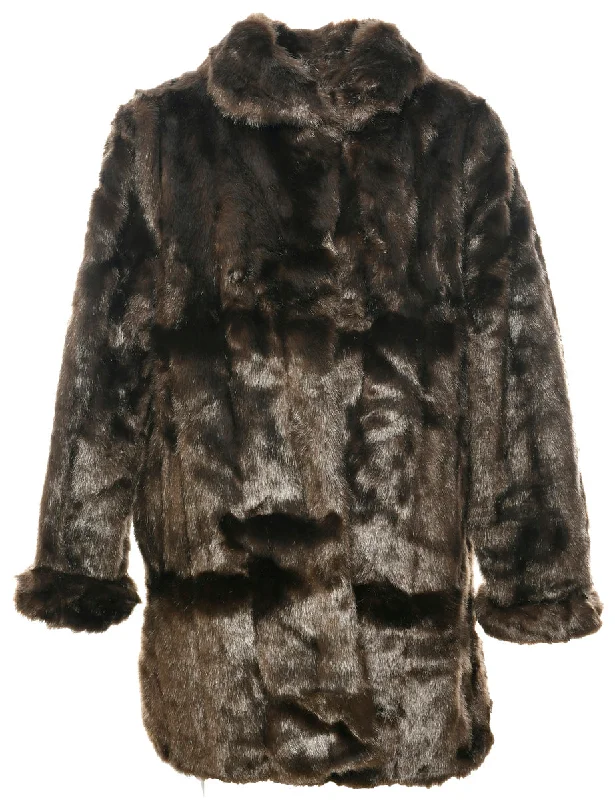 Discount Days Dark Brown Faux Fur Coat - M