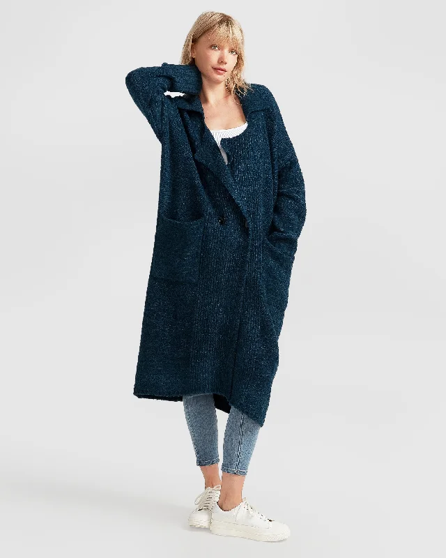 wool-blend coatBorn To Run Sustainable Sweater Coat - Dark Teal