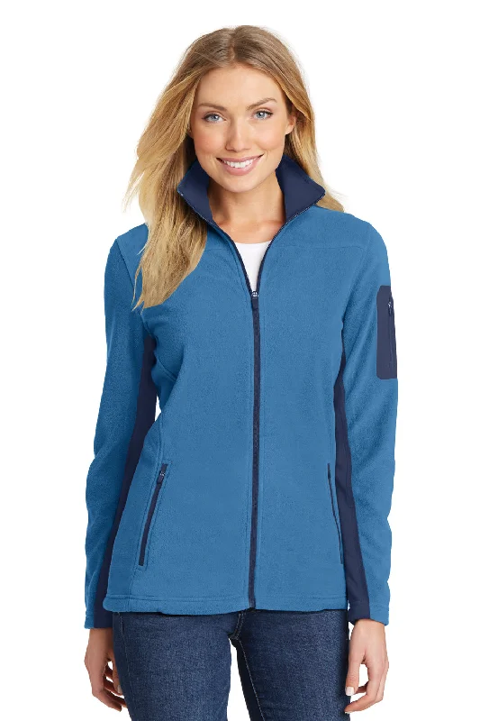 Instant Savings Port Authority Womens Summit Full Zip Fleece Jacket - Regal Blue/Dress Navy Blue - Closeout