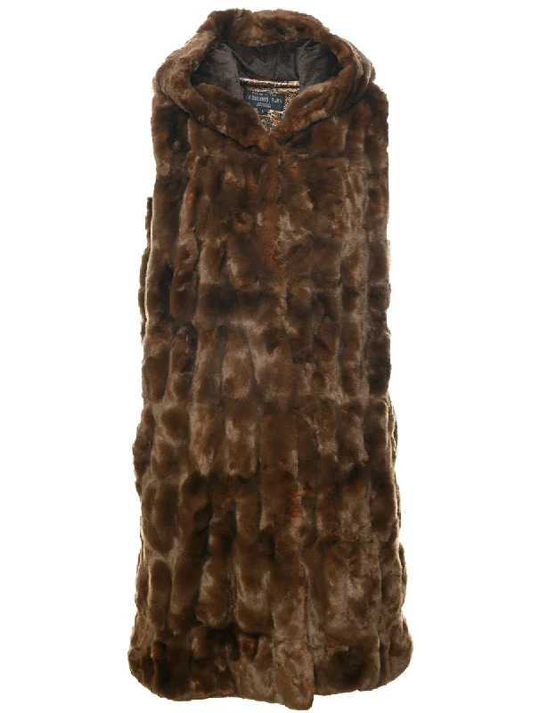 Price Buster Dark Brown Faux Fur Coat - L