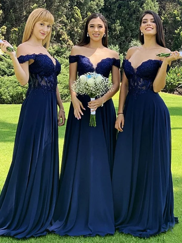 spaghetti strap dressspaghetti strap dressOff Shoulder Navy Blue Lace Beaded Prom Dresses, Navy Blue Lace Bridesmaid Dresses, Long Navy Blue Formal Graduation Evening Dresses SP2431