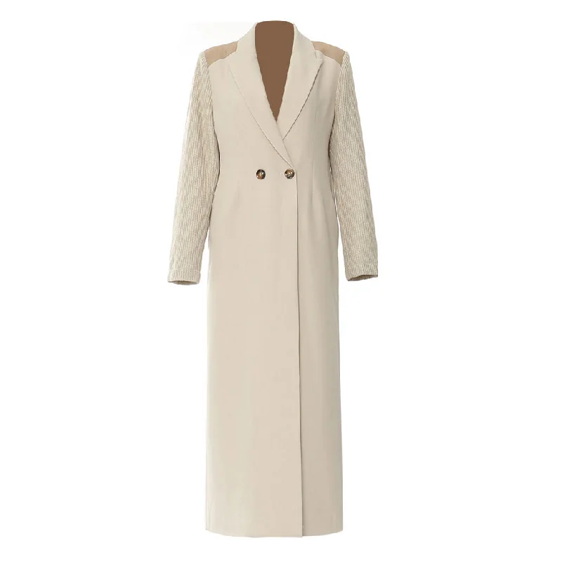 Fantastic Offers Minimalist Lapel Contrast Knit Sleeves Two Button Long Hybrid Blazer Coat Fantastic Offers Minimalist Lapel Contrast Knit Sleeves Two Button Long Hybrid Blazer Coat