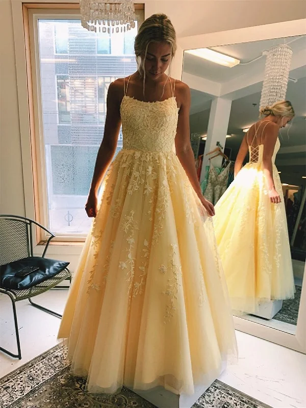 Hurry In A Line Floor Length Long Yellow Lace Prom Dresses, Yellow Lace Formal Graduation Evening Dresses Hurry In A Line Floor Length Long Yellow Lace Prom Dresses, Yellow Lace Formal Graduation Evening Dresses