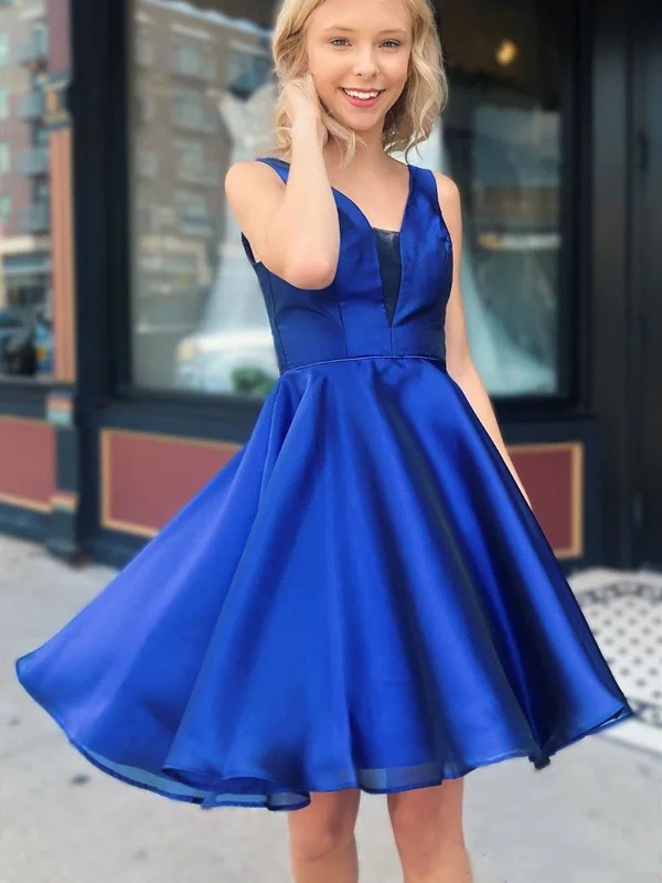 bohemian dressbohemian dressA Line V Neck Royal Blue Short Prom Dresses, V Neck Royal Blue Homecoming Dresses, Short Royal Blue Formal Evening Dresses SP2076