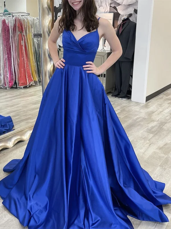 Fantastic Offers V Neck Backless Royal Blue Long Prom Dresses, Backless Royal Blue Formal Dresses, Royal Blue Evening Dresses SP2207