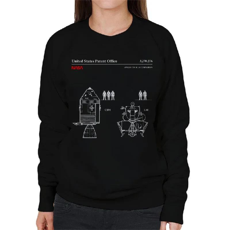 Can't Be Beat NASA Apollo CSM And LM Blueprint Women's Sweatshirt