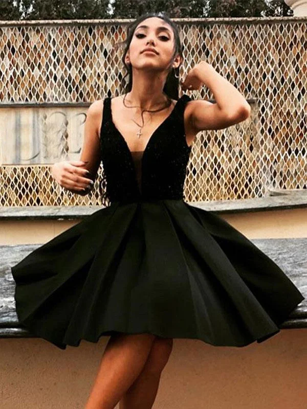 Quick Sale Cute V Neck Black Short Prom Dresses, Black Homecoming Dresses, Black Graduation Dresses Quick Sale Cute V Neck Black Short Prom Dresses, Black Homecoming Dresses, Black Graduation Dresses