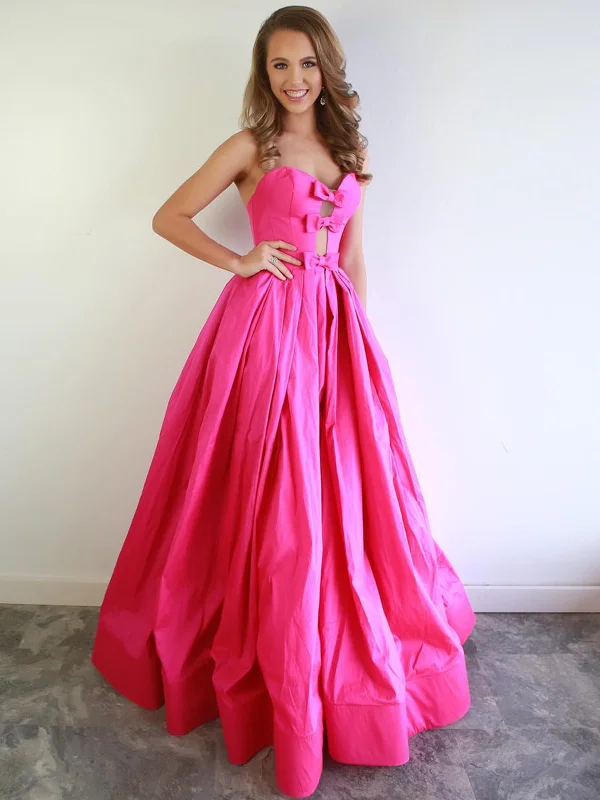 Seasonal Clearance Strapless Sweetheart Neck Hot Pink Long Prom Dresses, Hot Pink Satin Long Formal Evening Dresses Seasonal Clearance Strapless Sweetheart Neck Hot Pink Long Prom Dresses, Hot Pink Satin Long Formal Evening Dresses