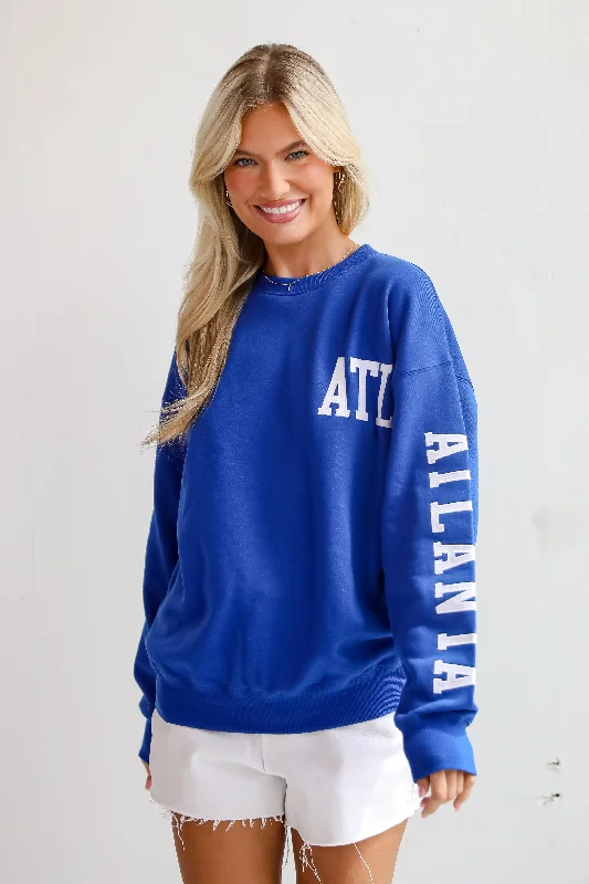 long-sleeve athletic hoodieRoyal Blue ATL Embroidered Sweatshirt