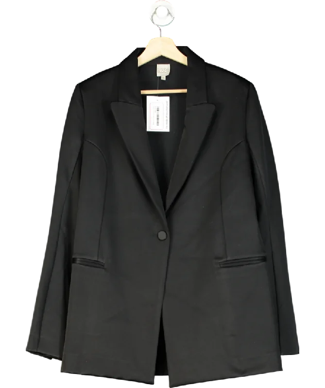 Act Now Hanne Bloch Black Satin Single Breasted Blazer One Size