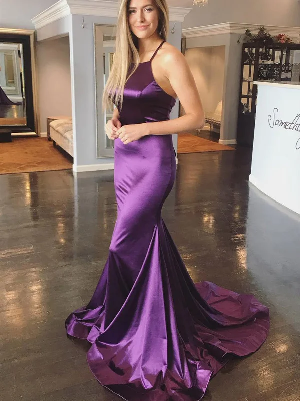 Special Price Sexy Purple Mermaid Backless Satin Long Prom Dresses with Cross Back, Purple Formal Dresses, Backless Evening Dresses 2019 Special Price Sexy Purple Mermaid Backless Satin Long Prom Dresses with Cross Back, Purple Formal Dresses, Backless Evening Dresses 2019