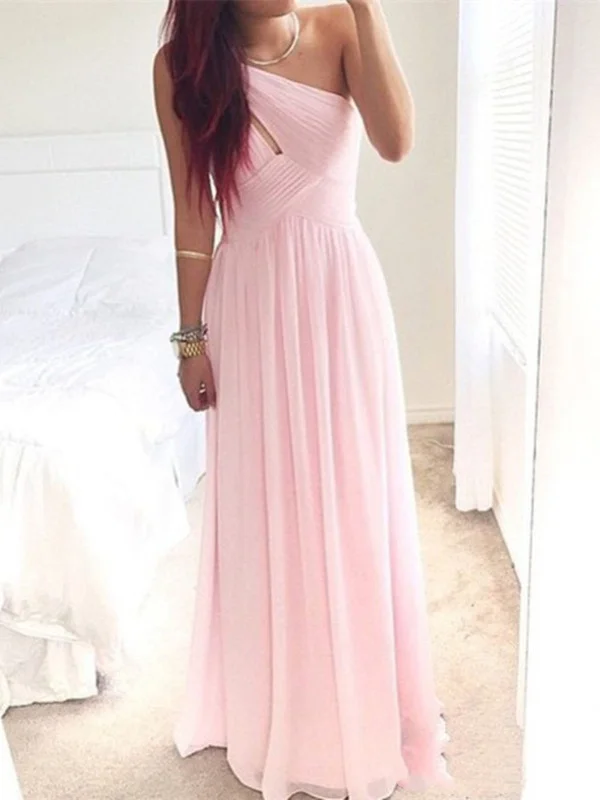Customer Appreciation Sale A Line One Shoulder Pink Floor Length Prom Dresses, Evening Dresses Customer Appreciation Sale A Line One Shoulder Pink Floor Length Prom Dresses, Evening Dresses