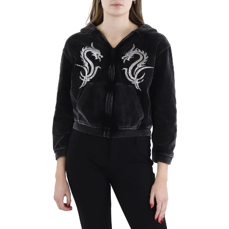 Warehouse Sale Alexander Wang Womens Velour Cropped Zip Hoodie