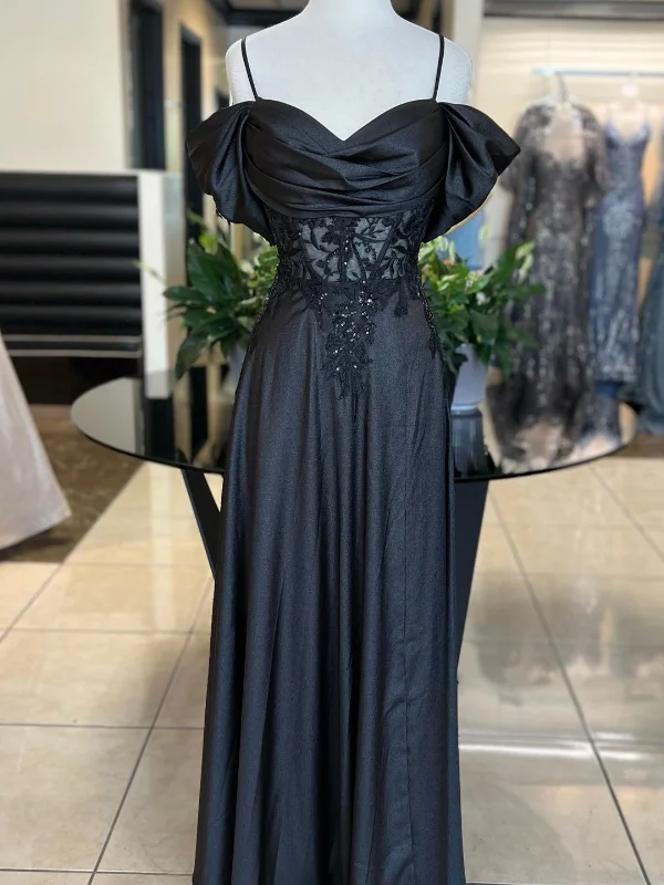 elegant shift dresselegant shift dressOff Shoulder Black Lace Long Prom Dresses, Black Formal Dresses, Off the Shoulder Evening Dresses SP3055