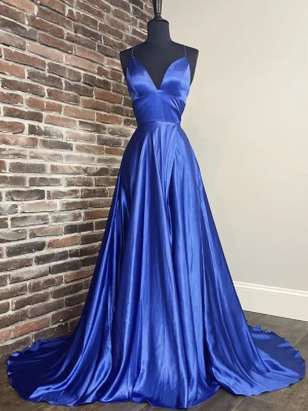 Big Discounts A Line V Neck Long Blue Prom Dresses, Blue Formal Graduation Evening Dresses Big Discounts A Line V Neck Long Blue Prom Dresses, Blue Formal Graduation Evening Dresses