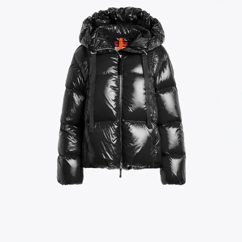 Low Prices Short Puffers Water Flower Black