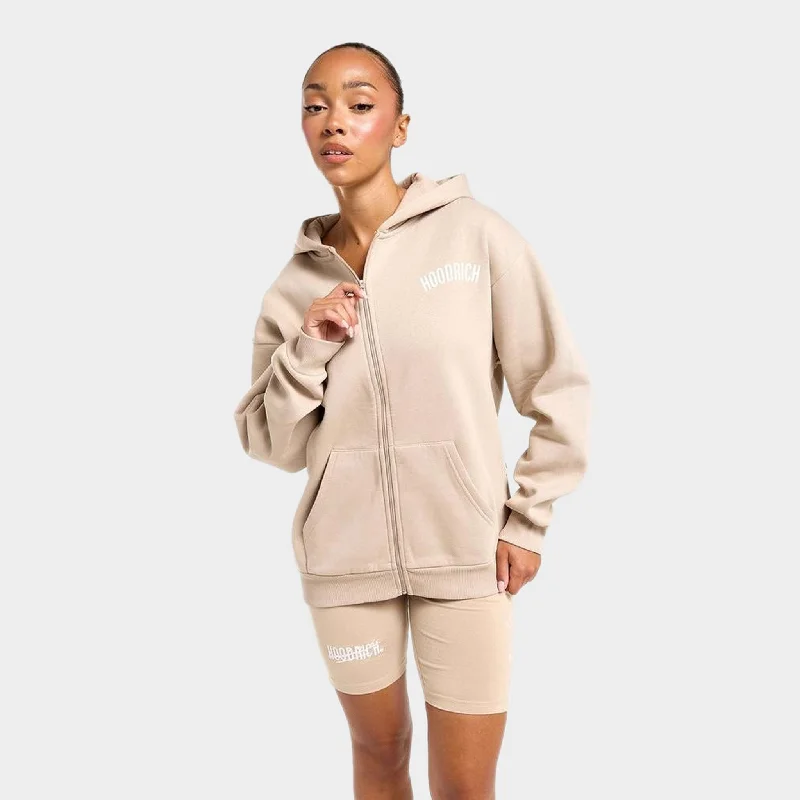 Don't Wait Hoodrich Women's Storm Full Zip Hoodie Oxford Tan / White