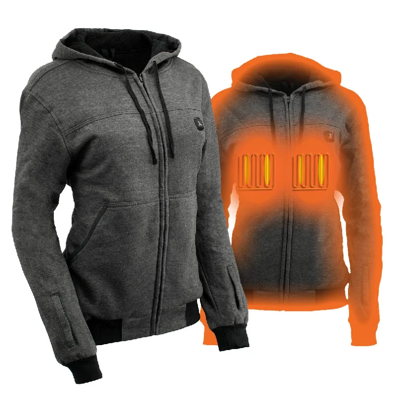 Deal of the Week Nexgen Heat MPL2717DUAL Technology Women's Heated Hoodie - Grey Sweatshirt Jacket for Winter Season w/ Battery Pack