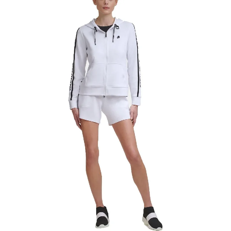 Special Offer Karl Lagerfeld Paris Womens Drawstring Casual Zip Hoodie