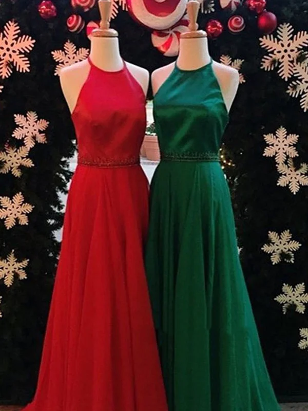 Flash Sale Simple Halter Floor Length Backless Red/Dark Green Prom Dresses, Formal Dresses Flash Sale Simple Halter Floor Length Backless Red/Dark Green Prom Dresses, Formal Dresses
