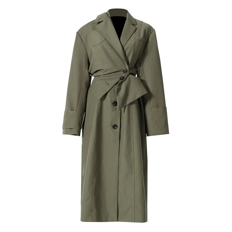 Don't Wait Deconstructed Lapel Collar Single Breasted Detachable Layered Trench Coat Don't Wait Deconstructed Lapel Collar Single Breasted Detachable Layered Trench Coat