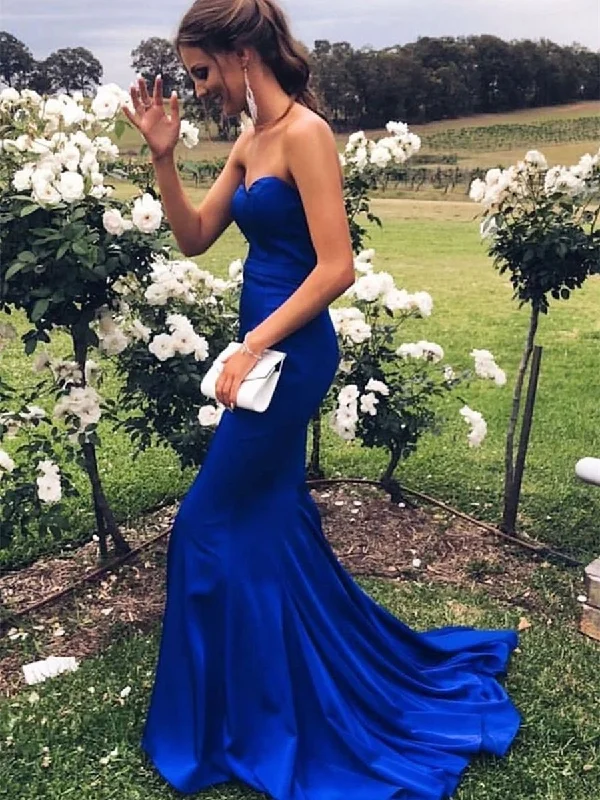 Major Savings Sweetheart Neck Strapless Mermaid Royal Blue Long Prom Dresses, Strapless Mermaid Royal Blue Formal Dresses, Royal Blue Mermaid Evening Dresses