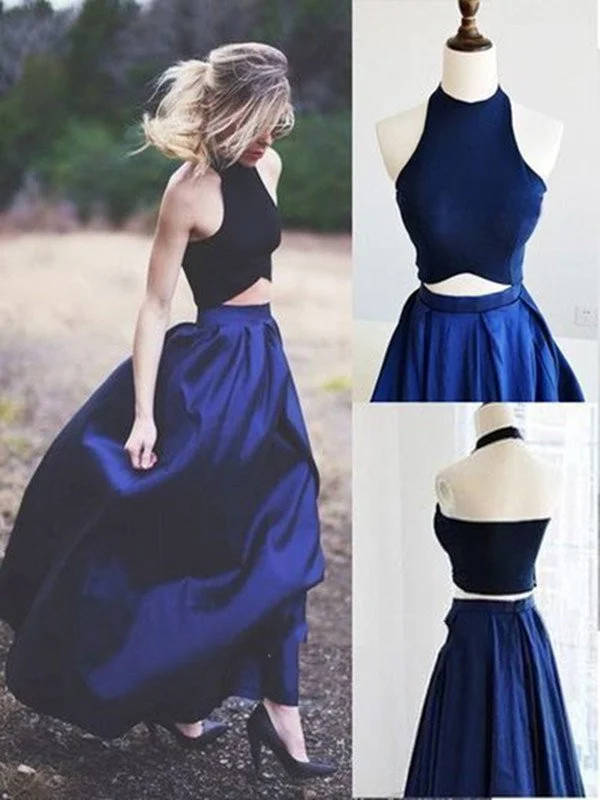Great Deals Dark Blue Two Pieces Prom Dresses, Simple Dark Blue Formal Dresses, Bridesmaid Dresses