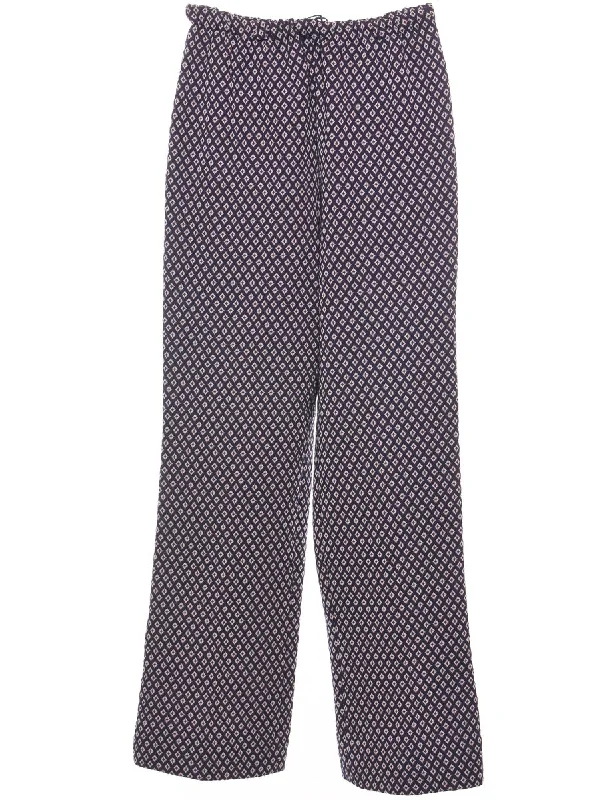 Mega Deal Geometric Pattern  Blue & Red Straight-Fit Trousers - W26 L30