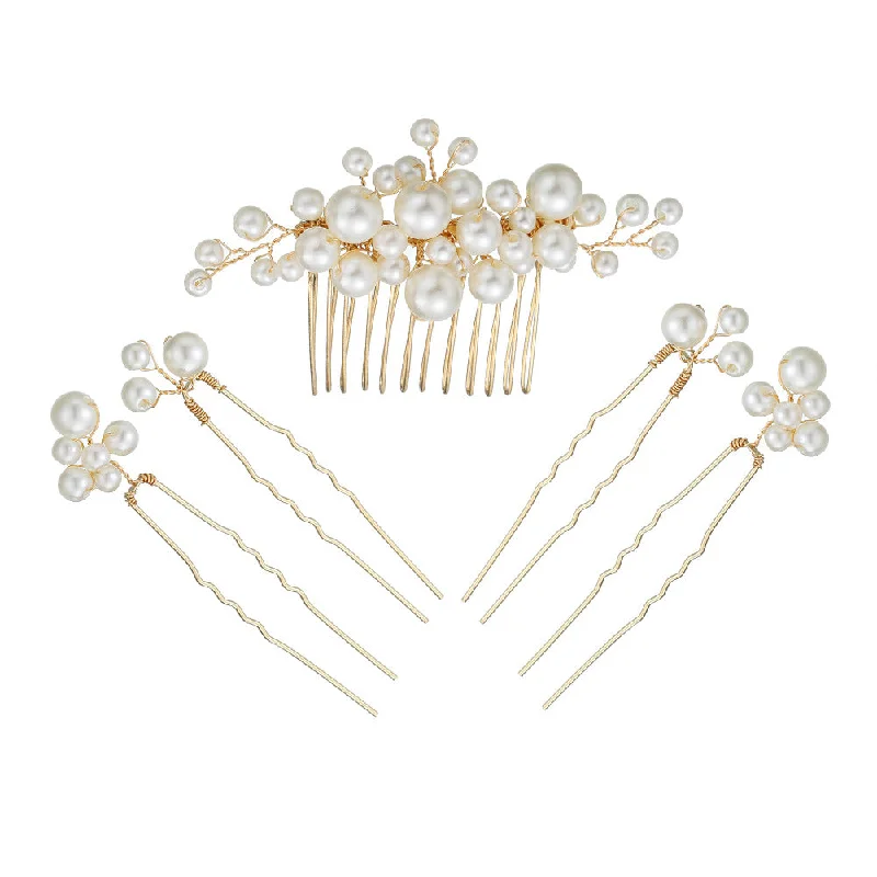 casual midi dresscasual midi dressBridal Accessories Sweet headdress set Handmade pearl U-shaped hair comb 596845385157