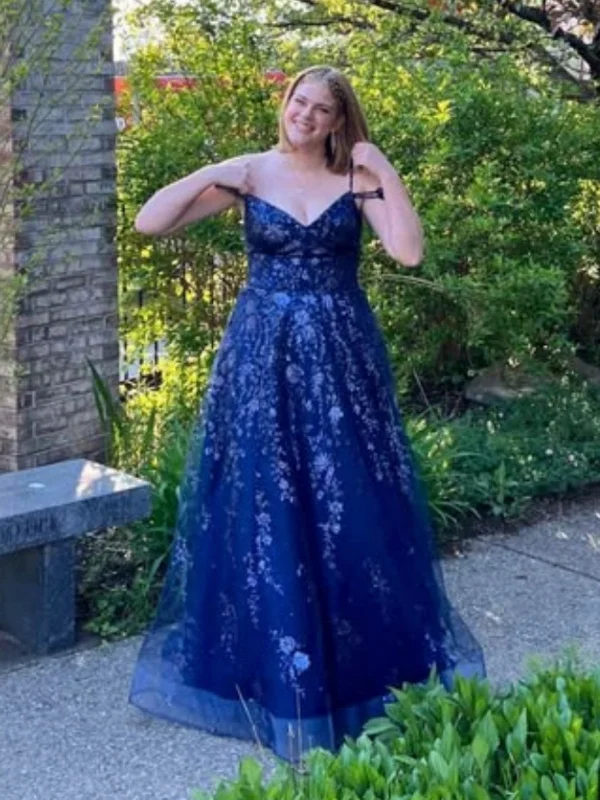 backless dressbackless dressShiny Off Shoulder Navy Blue Lace Long Prom Dresses, Navy Blue Floral Formal Dresses, Navy Blue Evening Dresses with Appliques SP3084