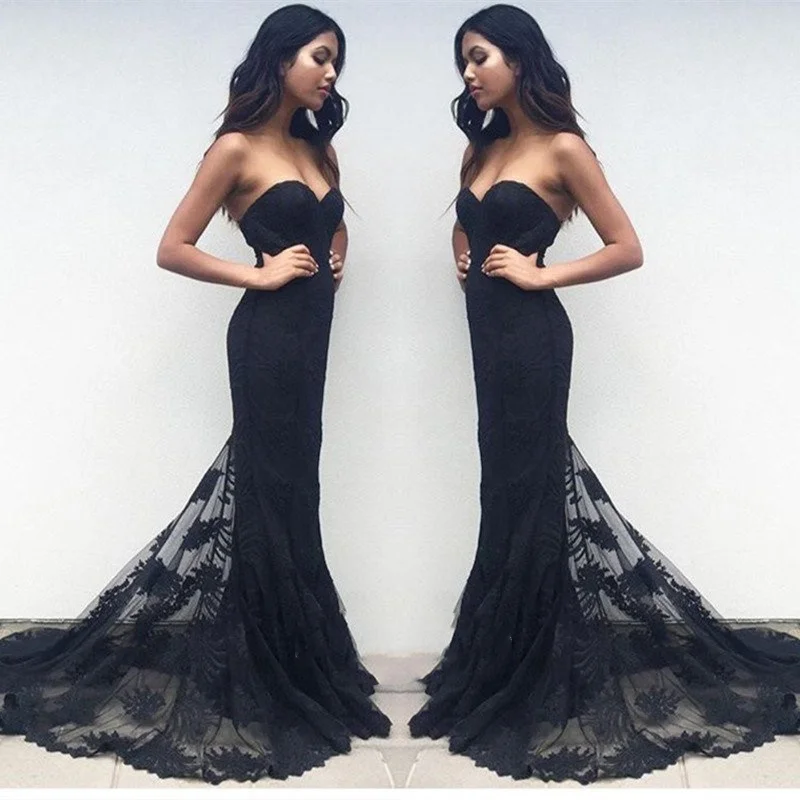 long sleeve dresslong sleeve dressSweetheart Neck Black Lace Prom Dresses, Black Lace Formal Dresses, Bridesmaid Dresses