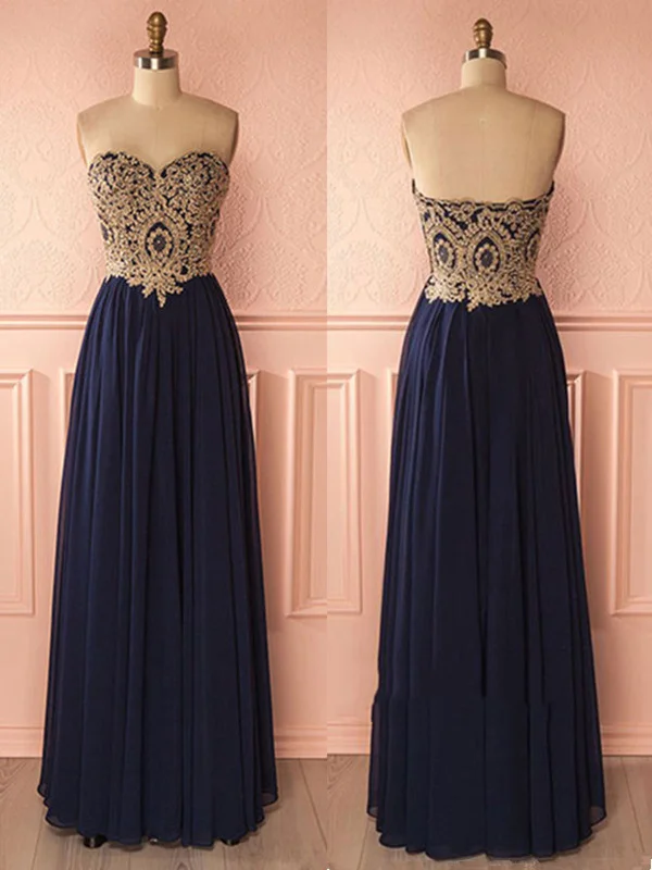 Markdowns Custom Made Sweetheart Neck Lace Applique Dark Blue Prom Dresses, Dark Blue Formal Dresses Markdowns Custom Made Sweetheart Neck Lace Applique Dark Blue Prom Dresses, Dark Blue Formal Dresses