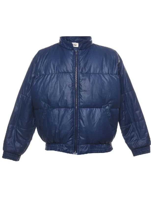 Instant Discount Navy Zip-Front Classic Puffer Jacket - L