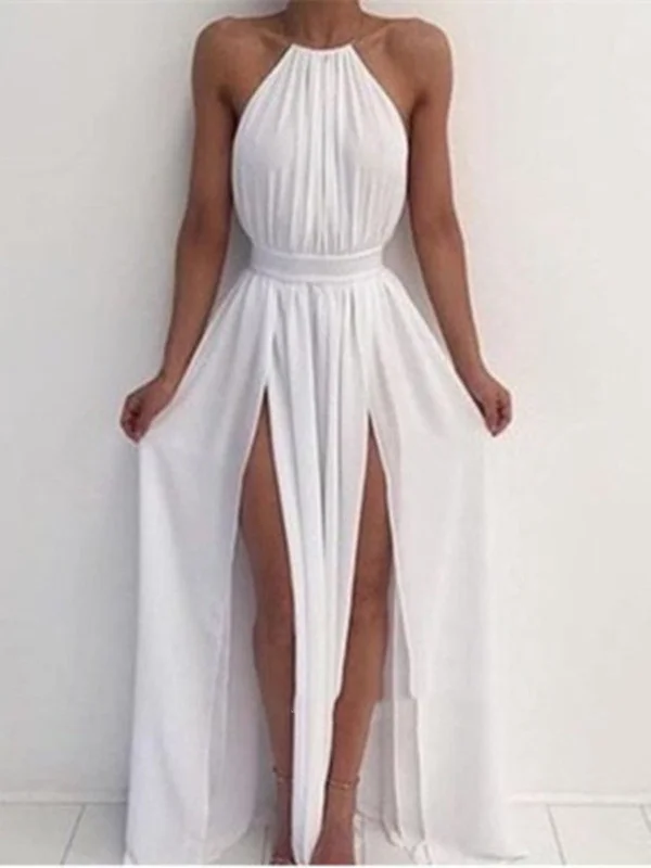 Limited Availability A Line High Neck White Backless Prom Dresses, White Backless Formal Dresses, Bridesmaid Dresses Limited Availability A Line High Neck White Backless Prom Dresses, White Backless Formal Dresses, Bridesmaid Dresses