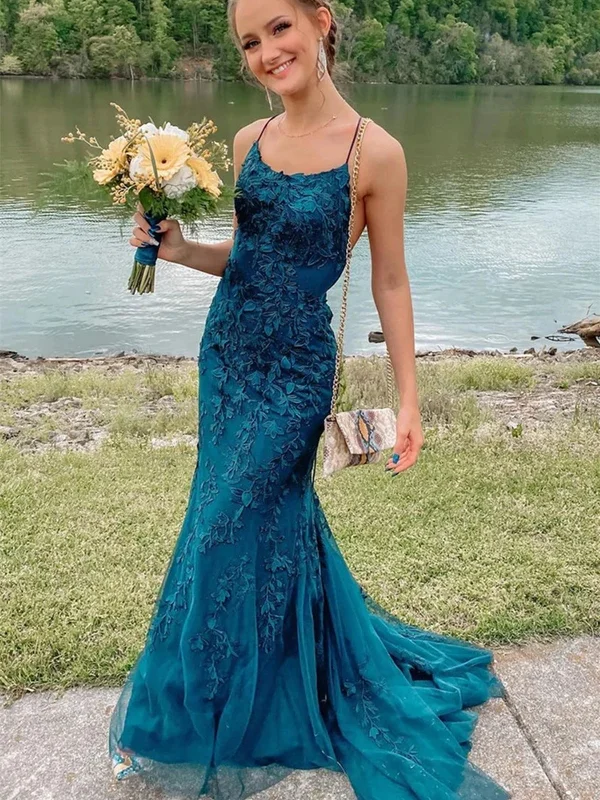 cocktail party dresscocktail party dressFashion Teal Lace Tulle Mermaid Backless Long Prom Dresses, Mermaid Teal Lace Formal Dresses, Teal Lace Evening Dresses SP2319