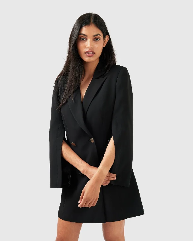 Deep Discounts Diamond Heart Blazer Dress - Black