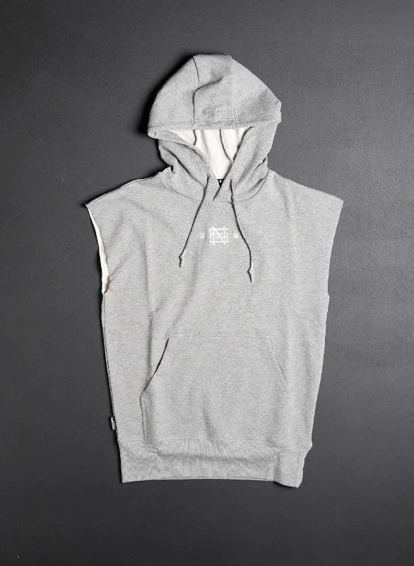 Special Price EMB SLEEVELESS HOODIE - GREY