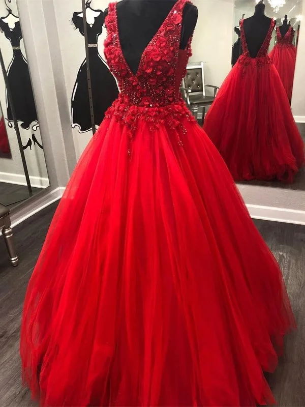 Loyalty Reward V Neck and V Back Beading Red Lace Floral Long Prom Dresses, Open Back Red Formal Dresses, Gorgeous Red Evening Dresses Loyalty Reward V Neck and V Back Beading Red Lace Floral Long Prom Dresses, Open Back Red Formal Dresses, Gorgeous Red Evening Dresses