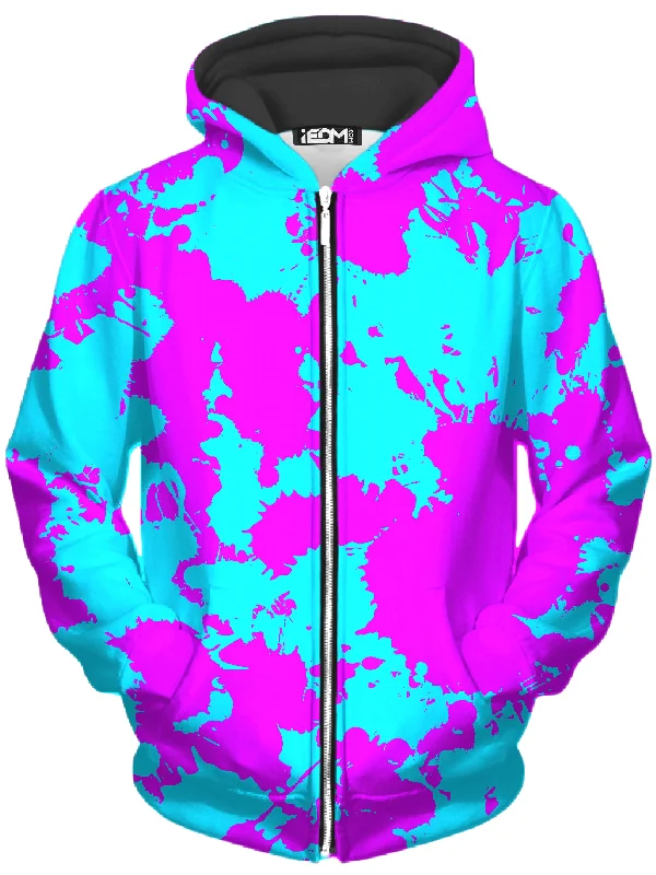 Weekend Flash Sale Blue and Purple Paint Splatter Unisex Zip-Up Hoodie